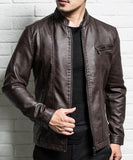 Men genuine leather jacket sheepskin 2020 new spring and autumn slim zipper male motorcycle split leather jacket teenager boy