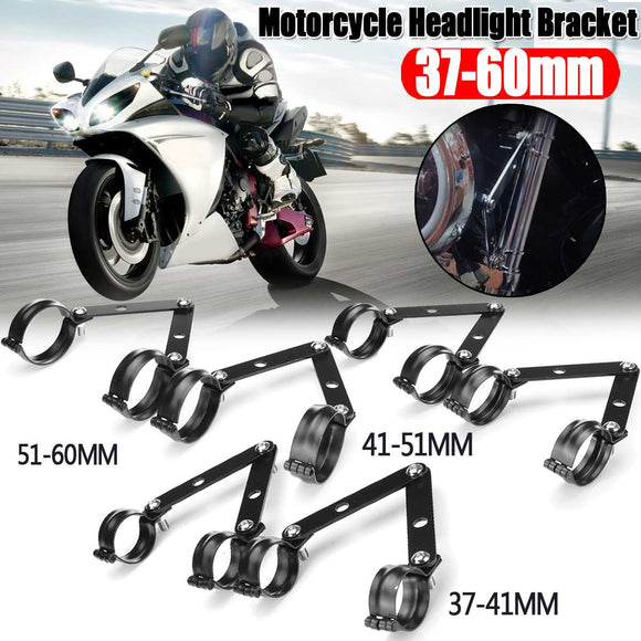 37-41mm 41-51mm 51-61mm Universal Motorcycle Headlight Bracket Mounting Adjustable Fork Mount Clamp Black HeadLamp Holder