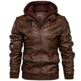 Men's Autumn Winter Motorcycle Leather Jacket Windbreaker Hooded  Jackets Male Outwear Warm Baseball Jackets Plus Size 3XL