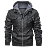 Men's Autumn Winter Motorcycle Leather Jacket Windbreaker Hooded  Jackets Male Outwear Warm Baseball Jackets Plus Size 3XL