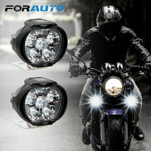 2Pcs Motorcycles Headlight 6500k White Super Bright 6 LED Working Spot Light Motorbike Fog Lamp 1200LM LED Scooters Spotlight